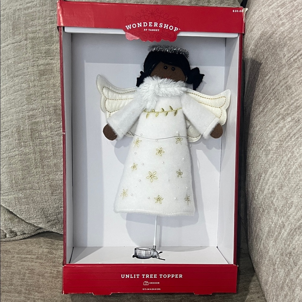 NIB Wondershop Black African American Angel Tree Topper